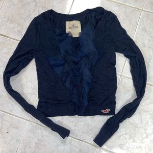 Hollister dark navy ruffled sweater size small